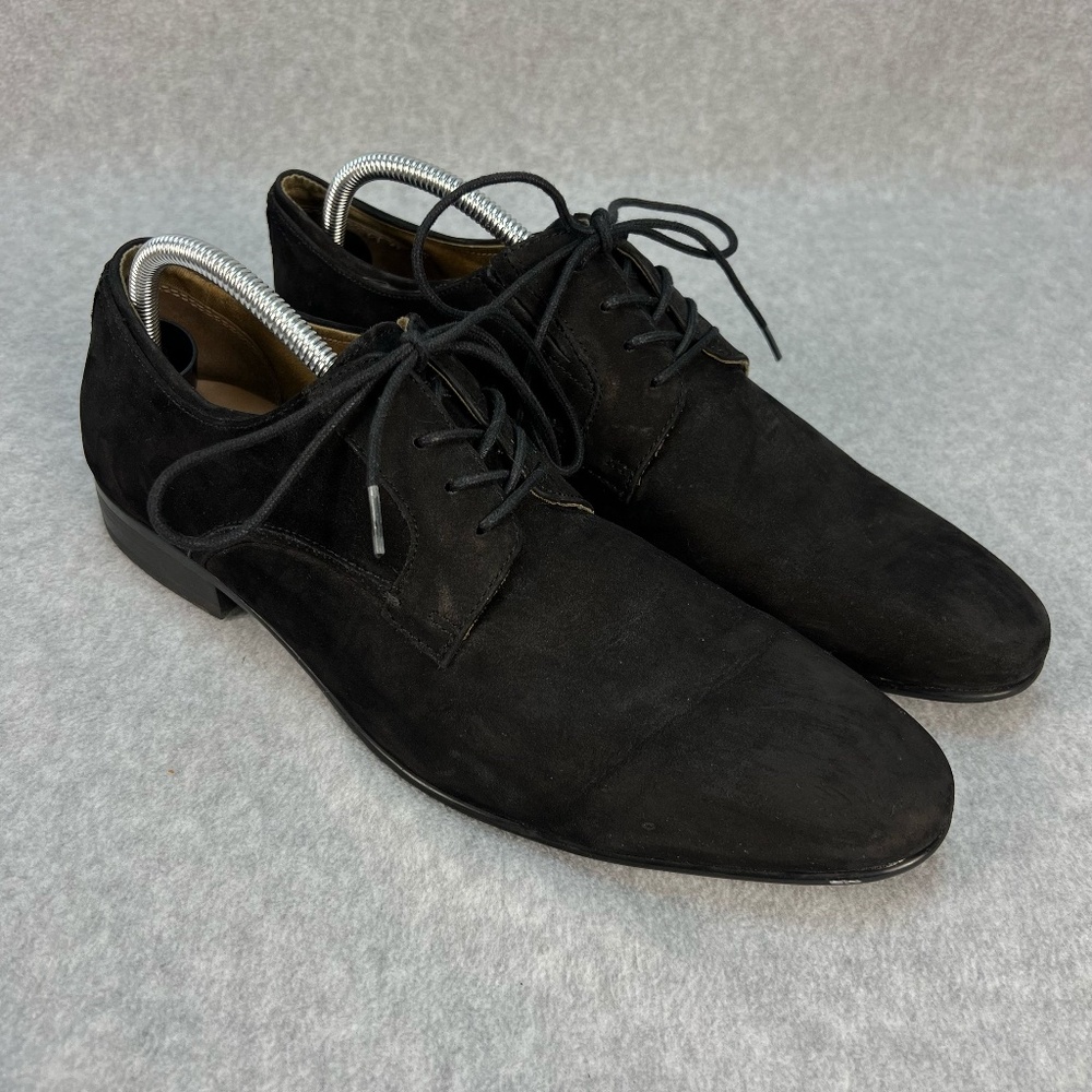 ALDO Mens Black Suede Oxford Shoes Leather Lace Up Derby Office Casual Dress 10